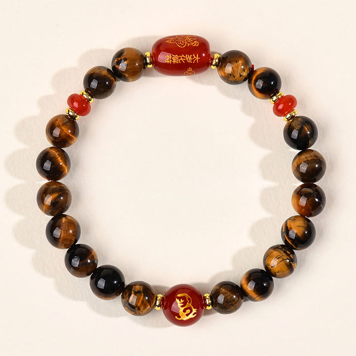 Pulsera protectora de ágata roja con ojo de tigre natural y Buddha Stones del zodiaco chino (12 unidades). - 8 mm (circunferencia de la muñeca 14-16 cm) - Mono - image 16