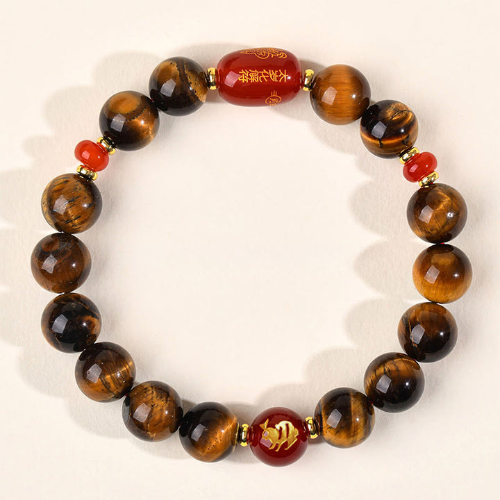 Pulsera protectora de ágata roja con ojo de tigre natural y Buddha Stones del zodiaco chino (12 unidades). - 10 mm (circunferencia de la muñeca 16-17 cm) - Conejo - image 23