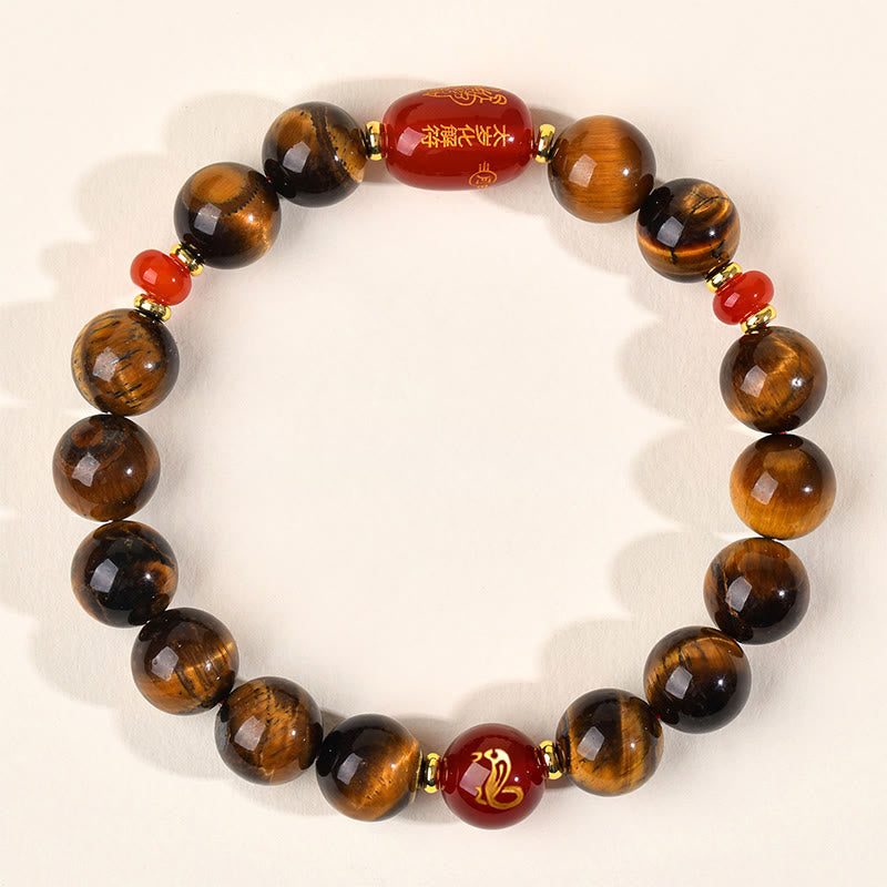 Pulsera protectora de ágata roja con ojo de tigre natural y Buddha Stones del zodiaco chino (12 unidades). - 10 mm (circunferencia de la muñeca 16-17 cm) - Serpiente - image 25