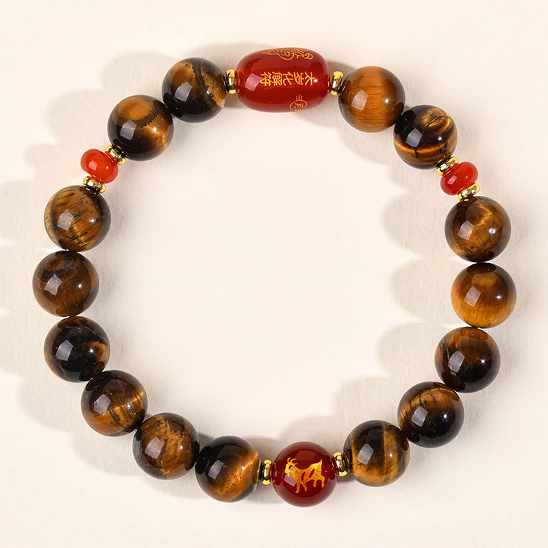 Pulsera protectora de ágata roja con ojo de tigre natural y Buddha Stones del zodiaco chino (12 unidades). - 10 mm (circunferencia de la muñeca 16-17 cm) - Cabra - image 28