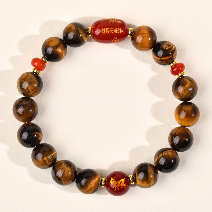 Pulsera protectora de ágata roja con ojo de tigre natural y Buddha Stones del zodiaco chino (12 unidades). - 10 mm (circunferencia de la muñeca 16-17 cm) - Cabra - image 28