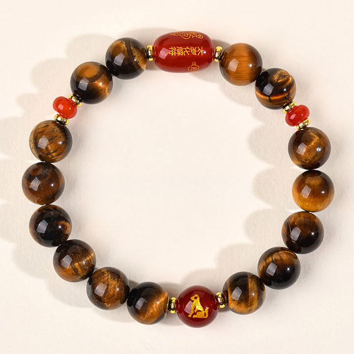 Pulsera protectora de ágata roja con ojo de tigre natural y Buddha Stones del zodiaco chino (12 unidades). - 10 mm (circunferencia de la muñeca 16-17 cm) - Perro - image 31
