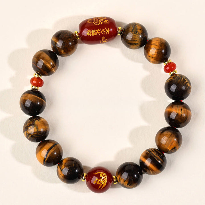 Pulsera protectora de ágata roja con ojo de tigre natural y Buddha Stones del zodiaco chino (12 unidades). - 12 mm (circunferencia de la muñeca 17-18 cm) - Tigre - image 35