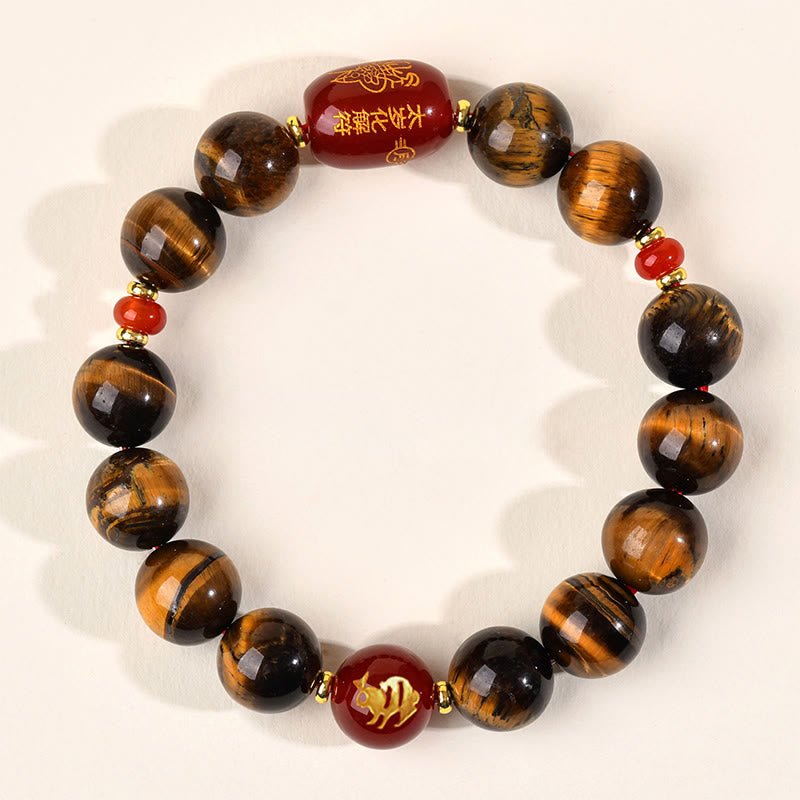 Pulsera protectora de ágata roja con ojo de tigre natural y Buddha Stones del zodiaco chino (12 unidades). - 12 mm (circunferencia de la muñeca 17-18 cm) - Conejo - image 36