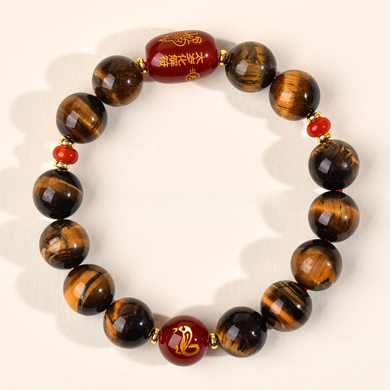 Pulsera protectora de ágata roja con ojo de tigre natural y Buddha Stones del zodiaco chino (12 unidades). - 12 mm (circunferencia de la muñeca 17-18 cm) - Serpiente - image 38