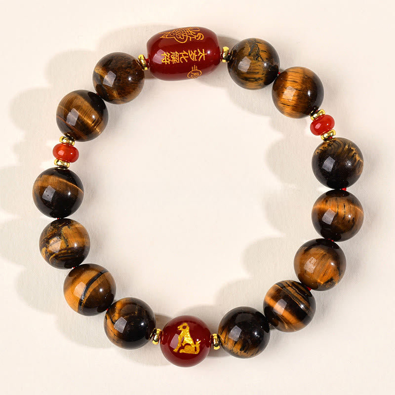 Pulsera protectora de ágata roja con ojo de tigre natural y Buddha Stones del zodiaco chino (12 unidades). - 12 mm (circunferencia de la muñeca 17-18 cm) - Perro - image 43