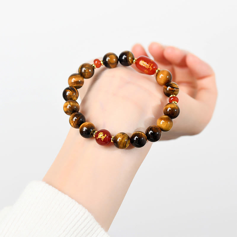 Pulsera protectora de ágata roja con ojo de tigre natural y Buddha Stones del zodiaco chino (12 unidades). - image 14