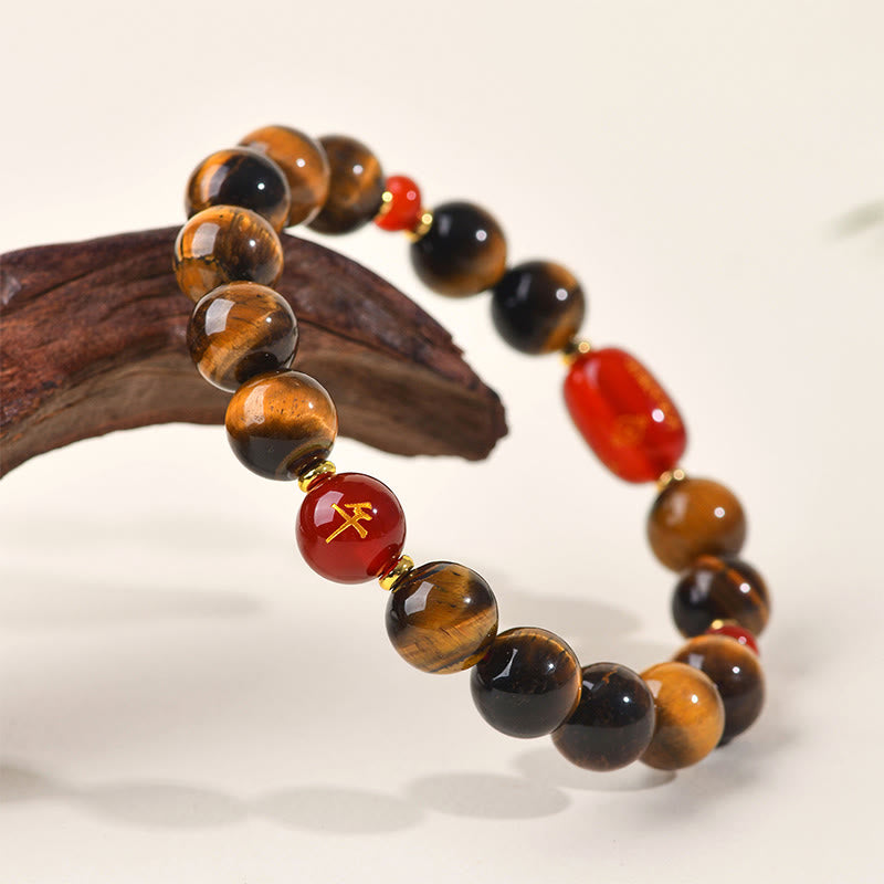Pulsera protectora de ágata roja con ojo de tigre natural y Buddha Stones del zodiaco chino (12 unidades). - image 27