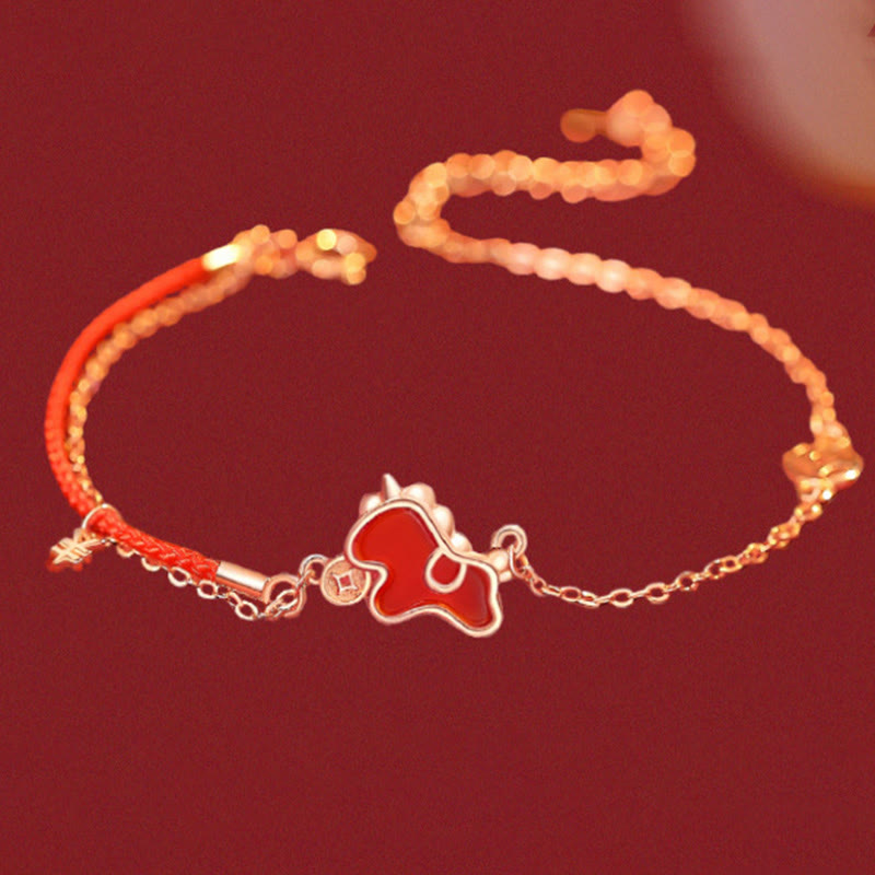 Colgante de plata de ley 925 con dije de moneda del Año del Caballo y Buddha Stones, con ágata roja. - image 9