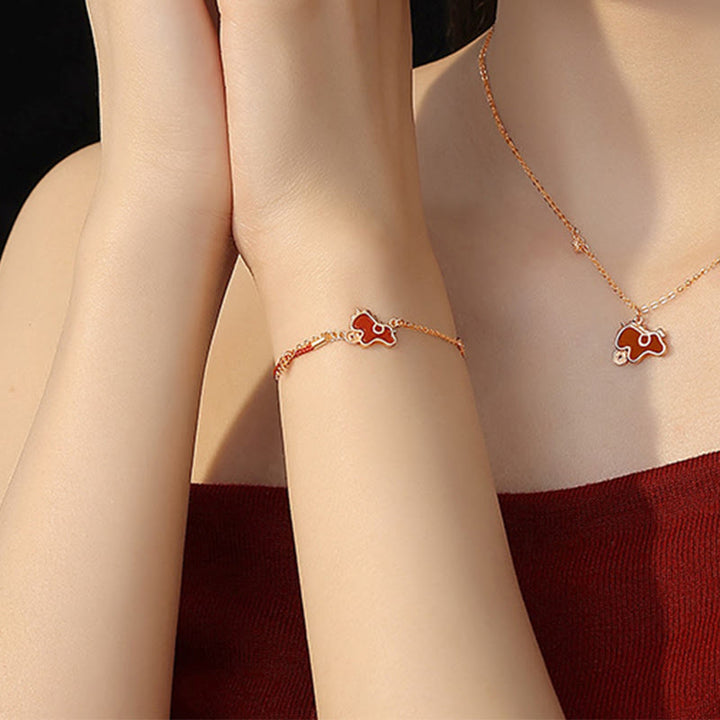 Pulsera de la suerte con dije de moneda de ágata roja y cordón rojo , con Buddha Stones , plata de ley 925, Año del Caballo - image 25