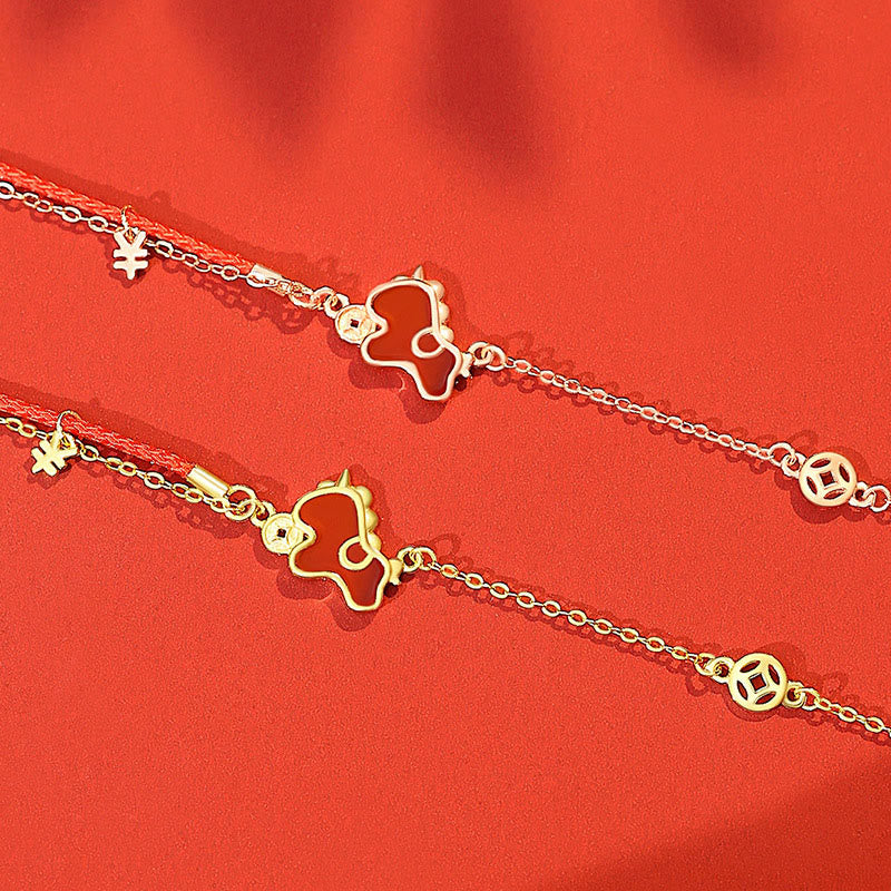 Pulsera de la suerte con dije de moneda de ágata roja y cordón rojo , con Buddha Stones , plata de ley 925, Año del Caballo - image 8