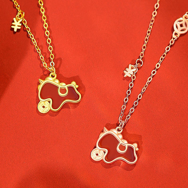 Pendientes asimétricos de protección con moneda de plata de ley 925 y Buddha Stones , con ágata roja, año del caballo. - image 19