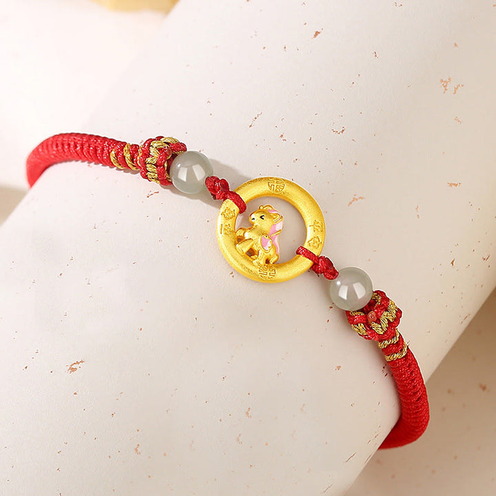 Pulsera de pareja con hebilla de equilibrio y Buddha Stones en plata de ley 925, año del caballo. - Pulsera de hilo rojo con forma de caballo - image 8