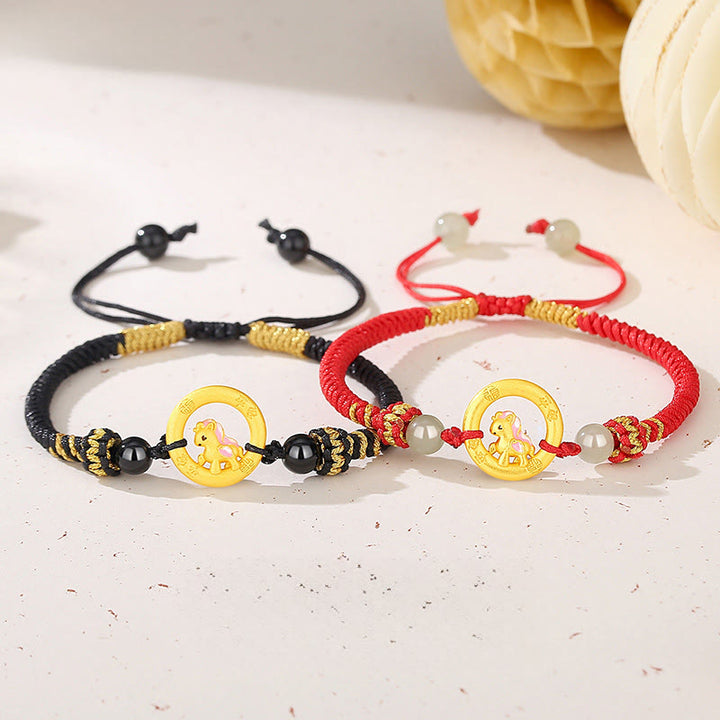 Pulsera de pareja con hebilla de equilibrio y Buddha Stones en plata de ley 925, año del caballo. - image 0