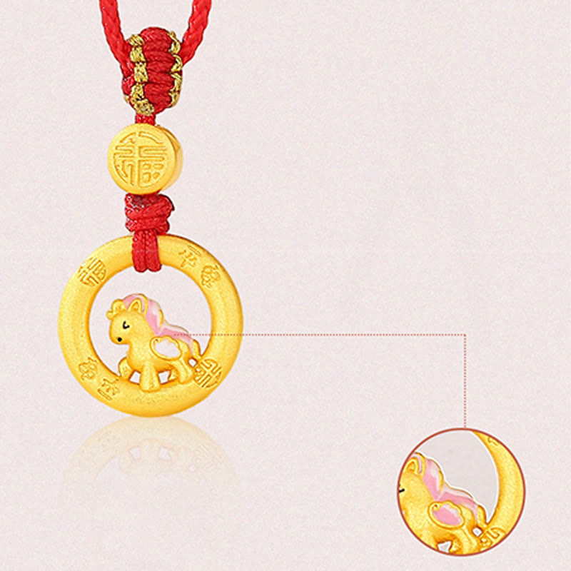 Collar con colgante de la suerte con hebilla de la paz y el personaje Fu, de plata de ley 925 con Buddha Stones y el año del caballo. - image 9