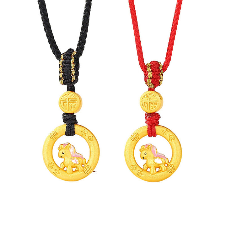 Collar con colgante de la suerte con hebilla de la paz y el personaje Fu, de plata de ley 925 con Buddha Stones y el año del caballo. - image 13