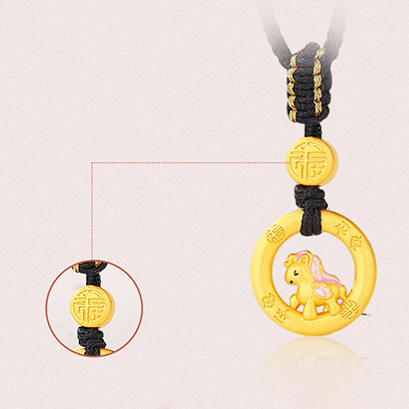 Collar con colgante de la suerte con hebilla de la paz y el personaje Fu, de plata de ley 925 con Buddha Stones y el año del caballo. - image 2