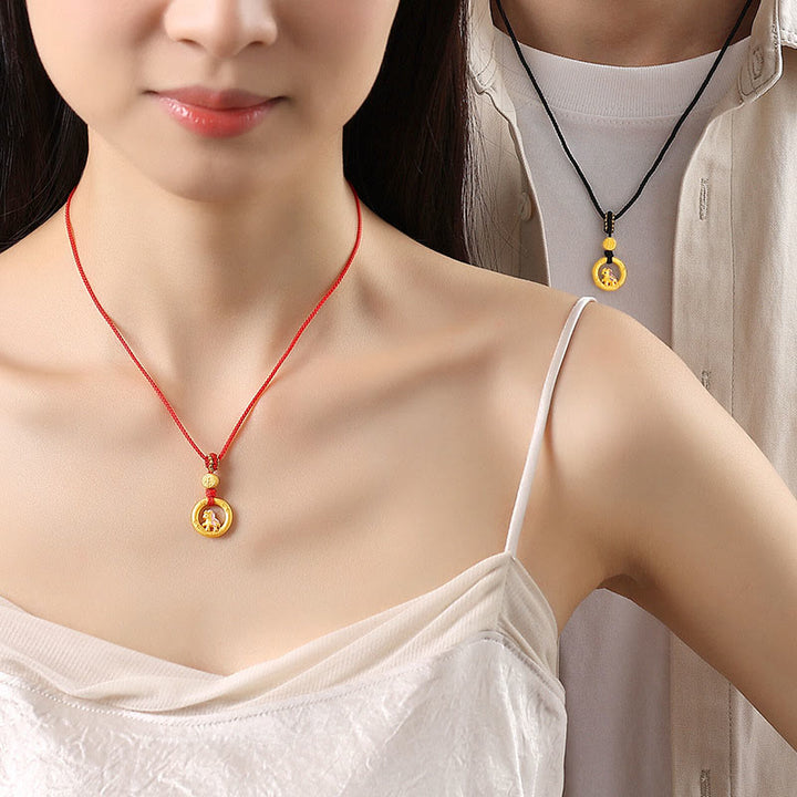 Collar con colgante de la suerte con hebilla de la paz y el personaje Fu, de plata de ley 925 con Buddha Stones y el año del caballo. - image 14