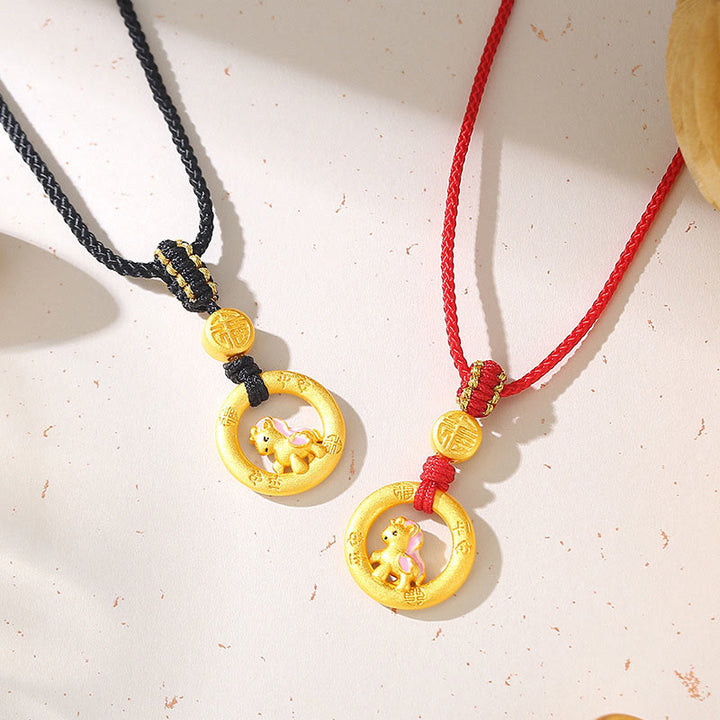 Collar con colgante de la suerte con hebilla de la paz y el personaje Fu, de plata de ley 925 con Buddha Stones y el año del caballo. - image 11