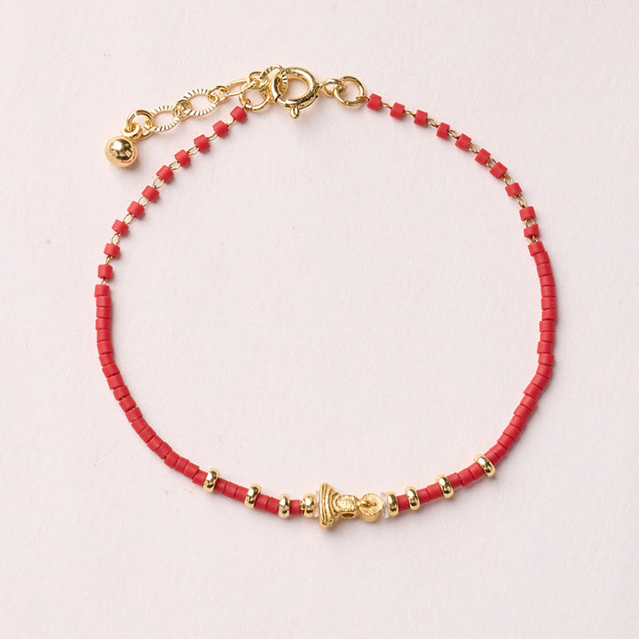 Pulsera de la prosperidad de Buda con Buddha Stones, chapada en oro y plata de ley 925, año del caballo, cristal Liuli rojo. - Pulsera de Buda sin forma - image 14