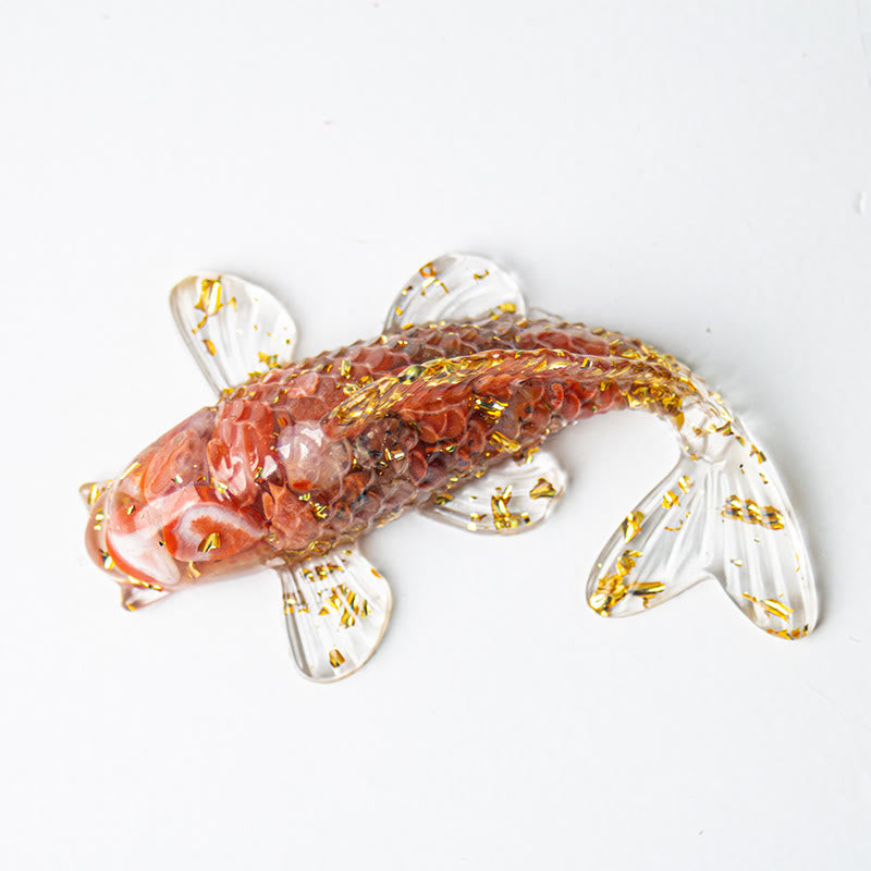 Decoración de la suerte con Buddha Stones, peces koi, cristales y resina epoxi.  - Ágata roja (60*40*20 mm) - image 24
