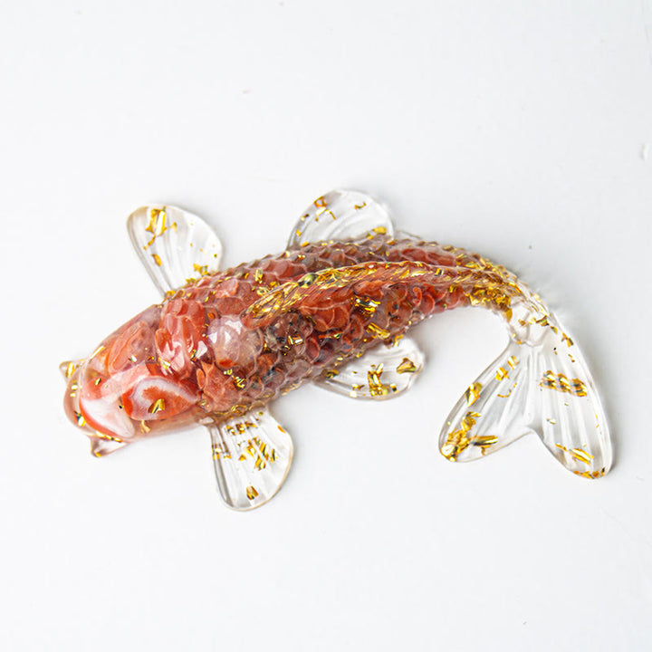 Decoración de la suerte con Buddha Stones, peces koi, cristales y resina epoxi.  - Ágata roja (60*40*20 mm) - image 24