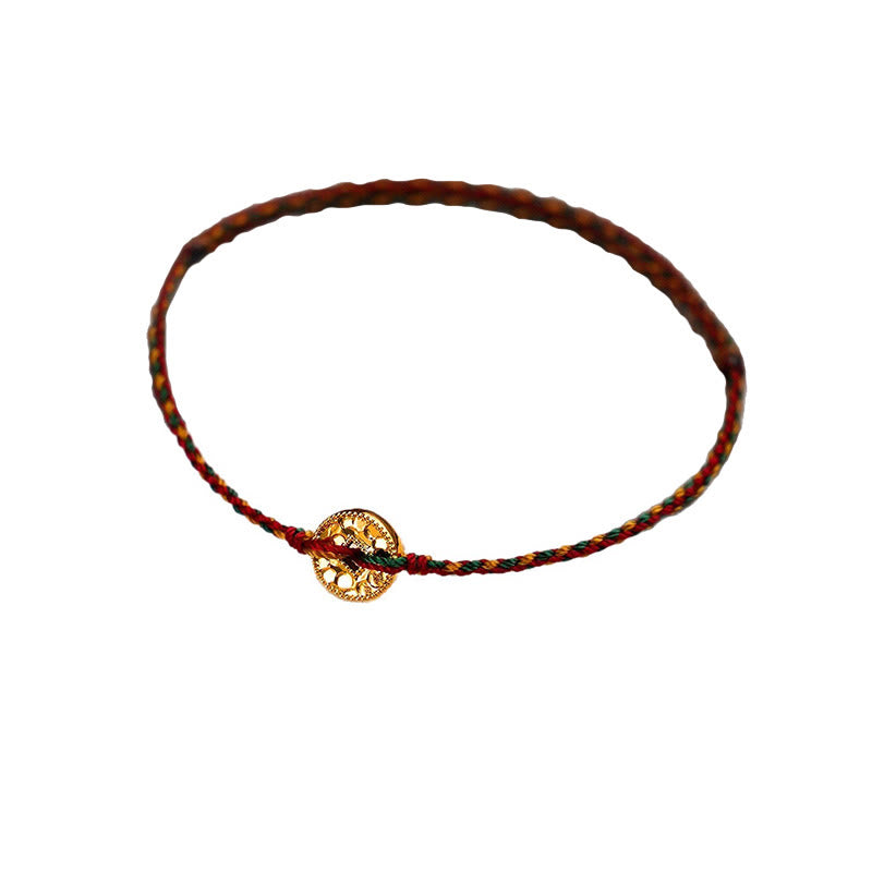 Pulsera tobillera ajustable con dije de monedas de cobre hechas a mano con Buddha Stones y cordón trenzado. - image 8