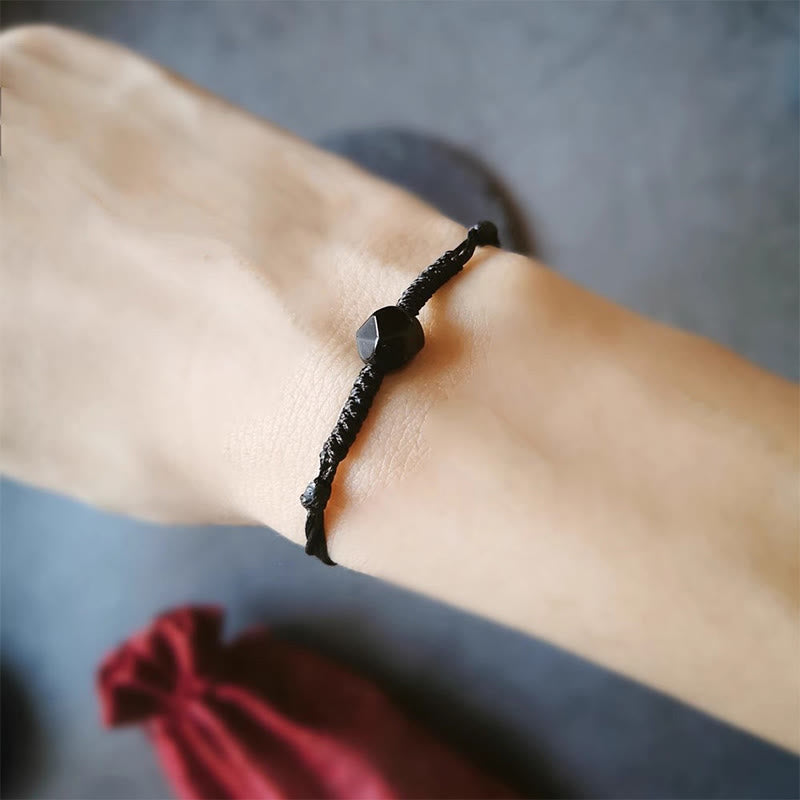 Pulsera de fuerza trenzada con hilo de obsidiana negra natural y Buddha Stones - image 5