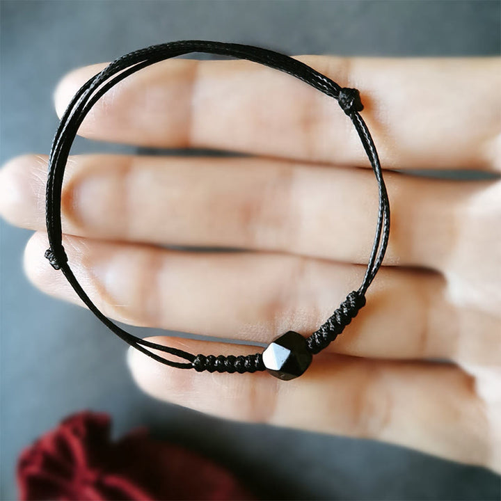 Pulsera de fuerza trenzada con hilo de obsidiana negra natural y Buddha Stones - image 7