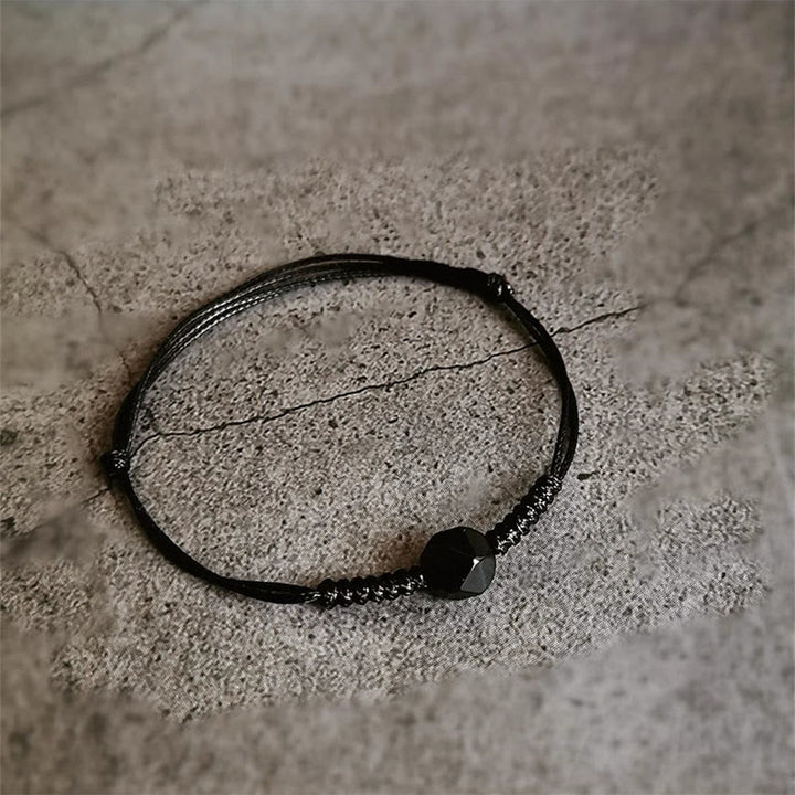 Pulsera de fuerza trenzada con hilo de obsidiana negra natural y Buddha Stones - image 8