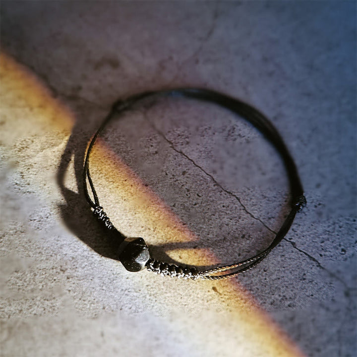 Pulsera de fuerza trenzada con hilo de obsidiana negra natural y Buddha Stones - image 5