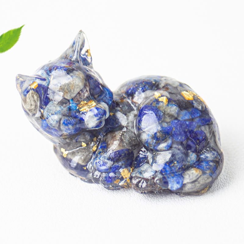 Buddha Stones, fragmento de cristal, resina epoxi, decoración pequeña con forma de gato.  - image 1