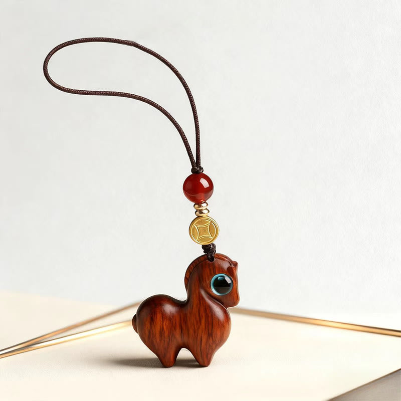 Buddha Stones Año del Caballo Hoja pequeña Sándalo rojo Llavero Calmante Decoración para teléfono - image 2