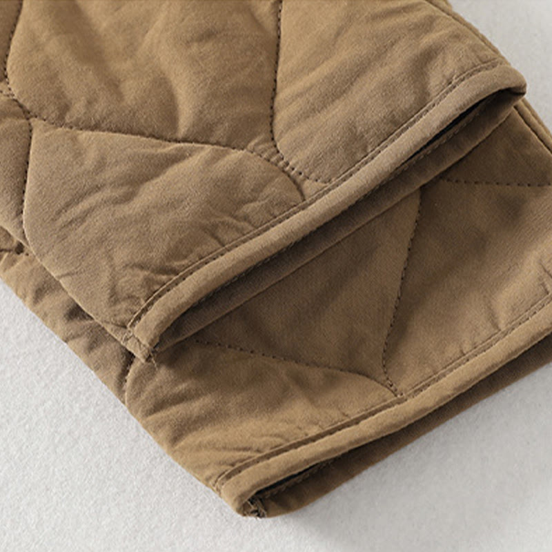 Abrigo de algodón para mujer con cuello en V, manga larga, bolsillos, botones lisos y estampado de Buddha Stones. - image 4