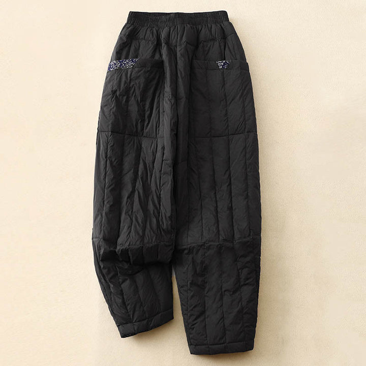 Pantalones térmicos de algodón con patchwork y bolsillos para mujer, con Buddha Stones. - Negro - US8-10，UK/AU12-14，EU40-42 (2XL) - image 8