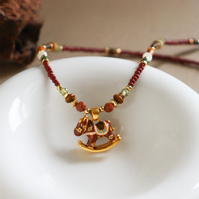 Collar con colgantes de equilibrio, Buddha Stones del año del caballo, ojo de tigre de cobre y varias cuentas. - image 3