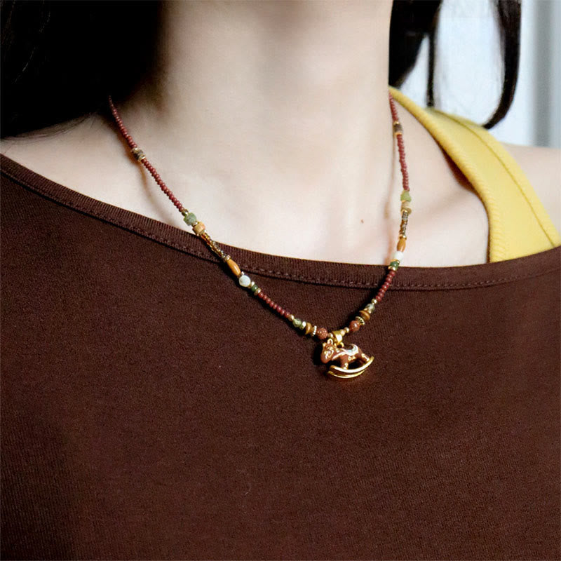 Collar con colgantes de equilibrio, Buddha Stones del año del caballo, ojo de tigre de cobre y varias cuentas. - image 4