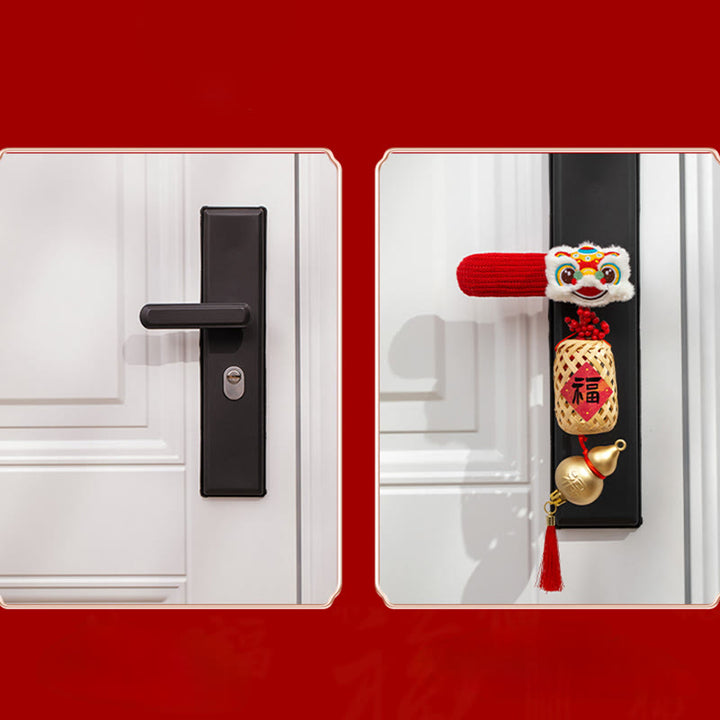 Buddha Stones Año del Caballo León Danzante Personaje Fu Manija de Puerta Decoración de Bendición - image 6