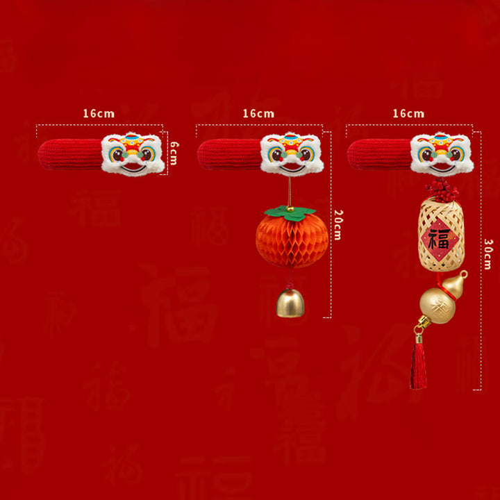 Buddha Stones Año del Caballo León Danzante Personaje Fu Manija de Puerta Decoración de Bendición - image 11