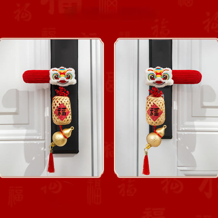 Buddha Stones Año del Caballo León Danzante Personaje Fu Manija de Puerta Decoración de Bendición - image 7