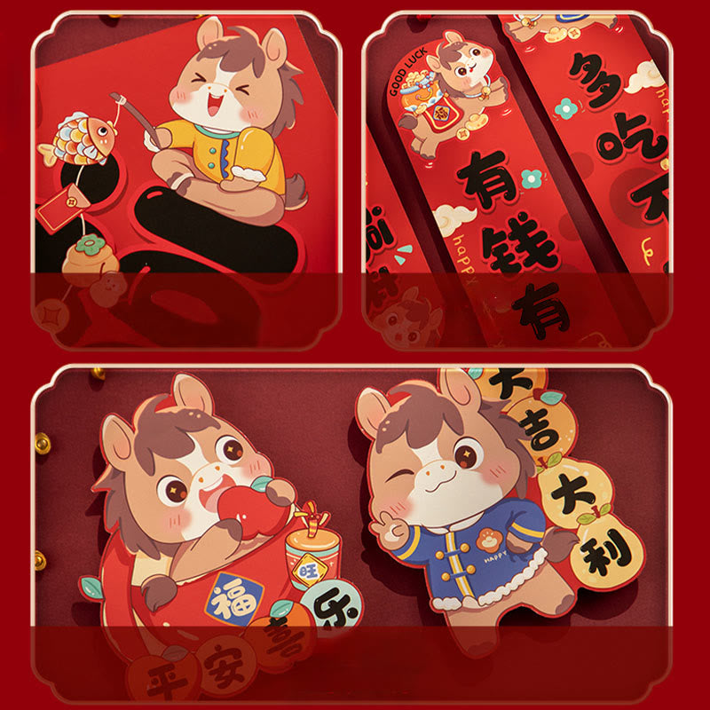 Buddha Stones Año del Caballo Diseño de borla magnética del Festival de Primavera Bendiciones Coplas de primavera  - image 4