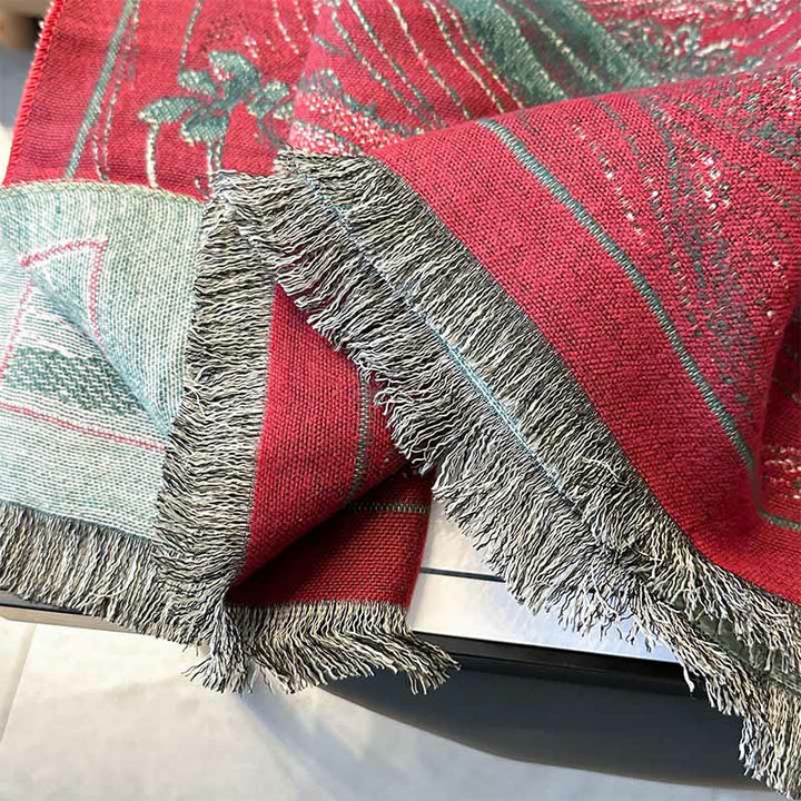 Bufanda suave con borlas, estampado de flores de loto, olas del océano y Buddha Stones. - image 8