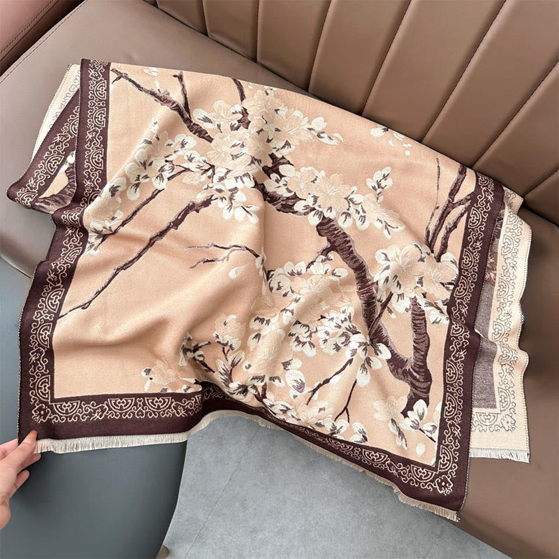 Bufanda/chal suave con estampado de ramas y flores de durazno otoñales con Buddha Stones - PeachPuff - 180*65 cm - image 13