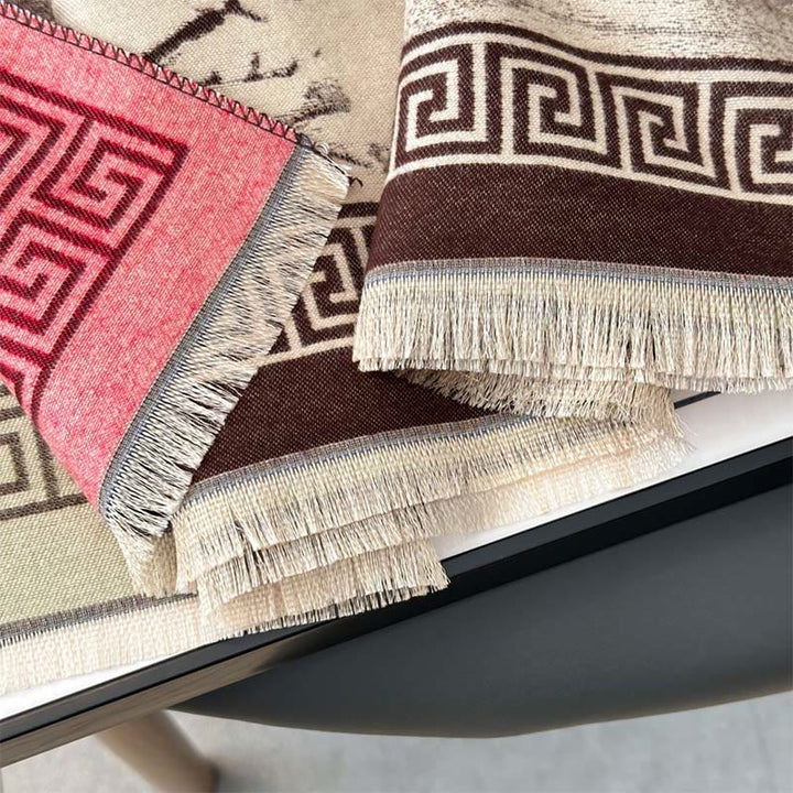 Bufanda/chal acogedor con estampado de flores de ciruelo otoñales y Buddha Stones . - image 15