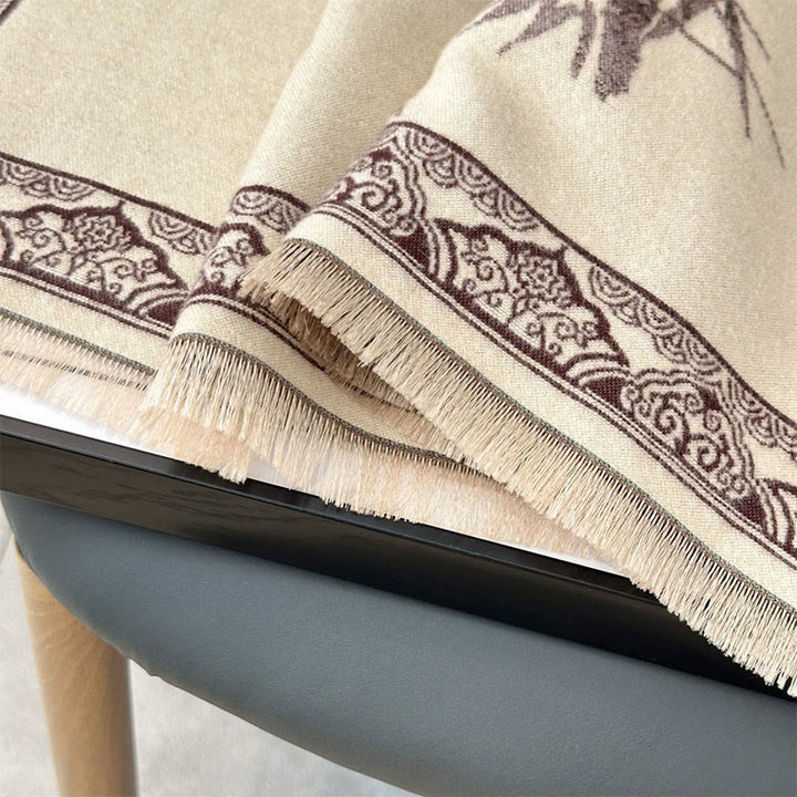 Bufanda/chal suave con estampado de Buddha Stones, pájaros de invierno, hojas de bambú y enredaderas. - image 16