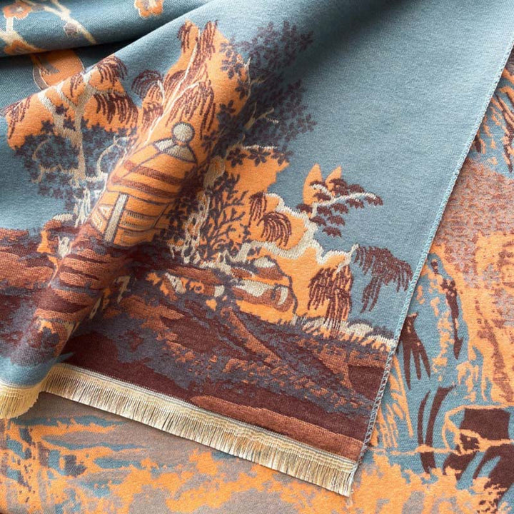 Bufanda/chal acogedor con estampado de Buddha Stones otoñales, árboles y pabellón - image 12