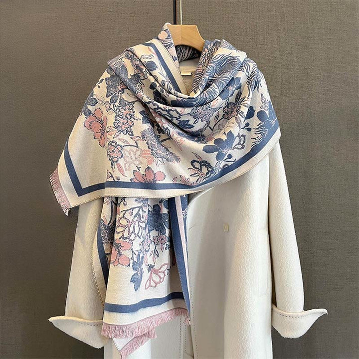 Bufanda/chal suave con estampado de flores y fénix otoñales con Buddha Stones - image 9