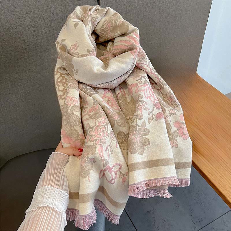 Bufanda/chal suave con estampado de flores y fénix otoñales con Buddha Stones - image 7