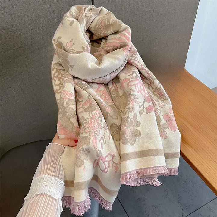 Bufanda/chal suave con estampado de flores y fénix otoñales con Buddha Stones - image 7