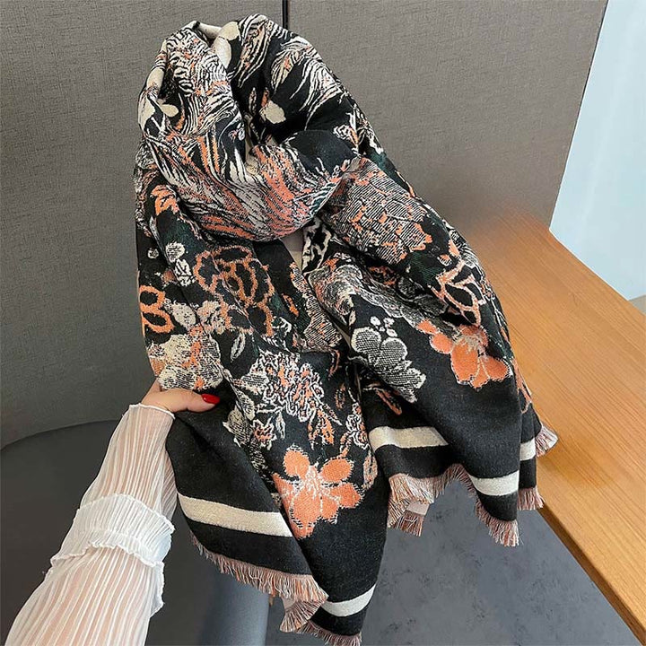 Bufanda/chal suave con estampado de flores y fénix otoñales con Buddha Stones - image 3